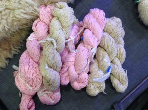 Finished yarn, skeined and labeled!  I have done a pink sweater as well, which took much less time.  The finished skeins of that also look much nicer than the tan tweed.  